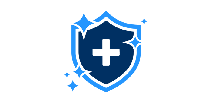 shield with sparkles for safety and sanitation icon