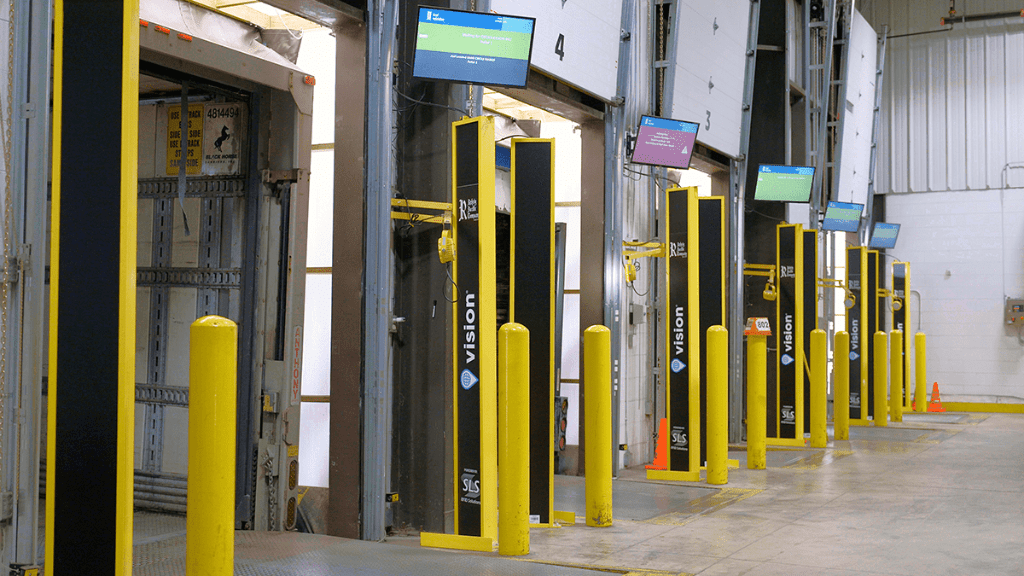 Photo of loading bay and monitors