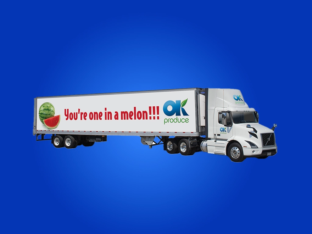 Photo of an OK produce truck that reads you are one in a melon