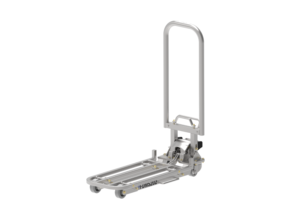 A photo of a Duo Merchandiser designed for transporting heavy items, viewed from a left angle.