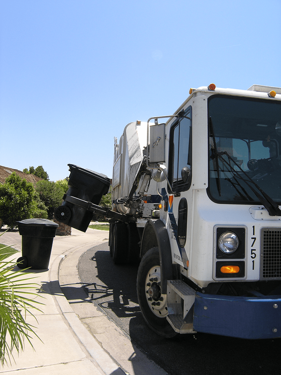 photo of truck lifting cart